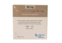 Gentamicin Kabi 80mg/2ml Thuốc Gentamicin Kabi 80mg/2ml - SĐK VD-20944-14
