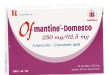 Ofmantine – Domesco 250 mg/62,5 mg Thuốc Ofmantine - Domesco 250 mg/62